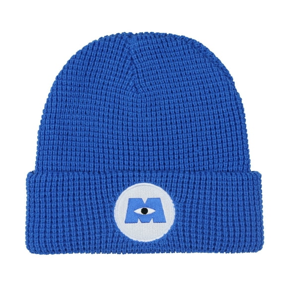 Disney Monsters Inc. Beanie Embroidered Logo Patch Adult Waffle Knit Winter Hat
