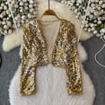 thumbnail image 4 of AWZXDE Girls Glitter Sequin Jacket 2026 Spring Autumn Solid Color Shiny Kids Coat Fashion Outerwear For Toddler And Kids Daily Yellow, 4 of 5