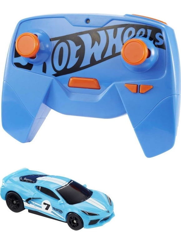 Hot Wheels Remote Control Car 1:64 Scale C8 Corvette RC Toy Vehicle, Gift for Kids 6 Years Old & Up