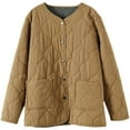 thumbnail image 5 of Women's Solid Color Round Neck Metal Button Plus Size Lightweight Coat Jacket Outerwear For Cold Weather, 5 of 5