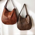 thumbnail image 4 of Lubelski Retro Women Solid Color Faux Leather Zipper Handbag Messenger Shoulder Tote Bag, 4 of 7