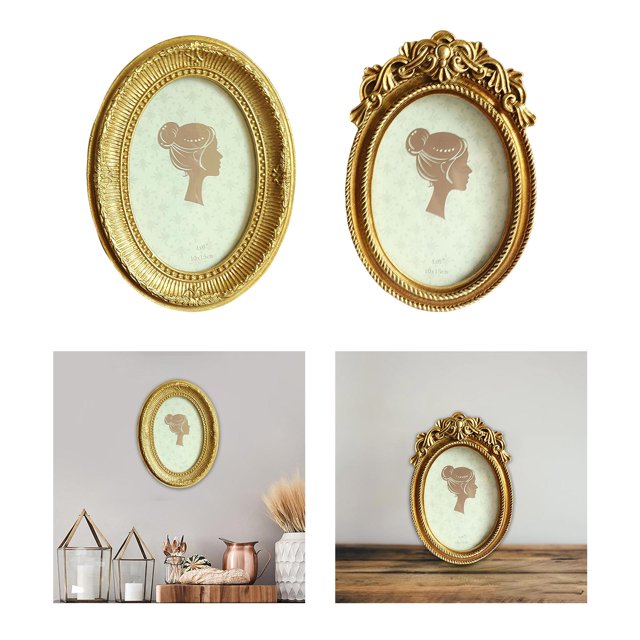 Marco de fotos antiguo de 2 piezas, galería de fotos para colgar en la pared, artesanía de aspecto atractivo, marco de fotos elegante para regalo, dormitorio, decoración del hogar Colco Marco de fotos retro