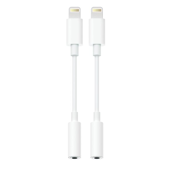 Adaptador de audio SAMPOP Lightning a 3,5 mm, paquete de 2, blanco