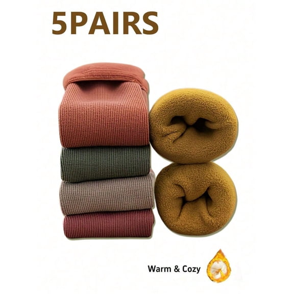 Holiday Season Essentials - Women's Fuzzy Winter Socks 5-Pack, The Cozy Christmas Gifts For Stocking Stuffers