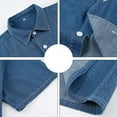 thumbnail image 6 of Men's Basic Denim Shirts Plus Size Loose Short Sleeve Button Down Blouse Casual Fashion Cowboy Lapel Double Pockets Coat, 6 of 7