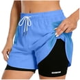 thumbnail image 2 of YgkuHd Women's 2-in-1 Running Shorts with Anti-Chafing Liner Quick Dry Drawstring Elastic Waist Loose Fit Athletic Yoga Workout Shorts (XS-XXL),Blue_S, 2 of 9