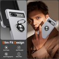 thumbnail image 6 of for Google Pixel 8 Case, Slim Fit Case for Pixel 8 with Ring Holder Kickstand [Military Grade Drop Tested] [TPU+PC] Dual Layer Shockproof Protective Phone Case for Google Pixel 8, Silver, 6 of 14