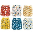 thumbnail image 2 of Simple Being Reusable Cloth Diapers,6 Pack Pocket Adjustable Size,Waterproof Cover,6 Inserts,Wet Bag, Double Gusset (Boy Animals), 2 of 6