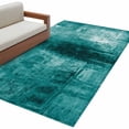 thumbnail image 2 of Teal Area Rug 4x6 FT, Non Slip Kids Room Carpet, Retro Oil Painting Modern Abstract Art Aesthetics Washable Soft Floor Carpet Non-Shedding Throw Rug for Dorm Kitchen Study Room Home Office Bedside, 2 of 9