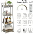 thumbnail image 6 of 4-Tier Elegant Ladder Shelf, Bathroom Storage Shelf, Ladder Bookshelf with Drawer, Freestanding Storage Shelves for Bathroom Living Room Study Office, White, 6 of 17