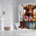 thumbnail image 2 of Highland Cow with Flowers 72x84in Shower Curtain,Bathroom Decorative Shower Curtains Set with 12 Hooks,Modern Waterproof Washable Shower Curtain, 2 of 4