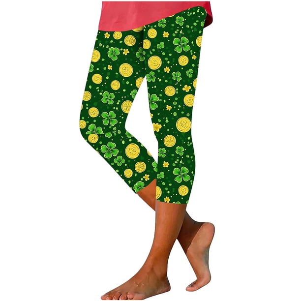 Capri Leggings para Mujeres Yoga Capri Calcetines Impresión Del Día de San Patricio Unisex Pantalones Apretados 3/4 Moda Casual Pantalones de Yoga Capri para Mujeres