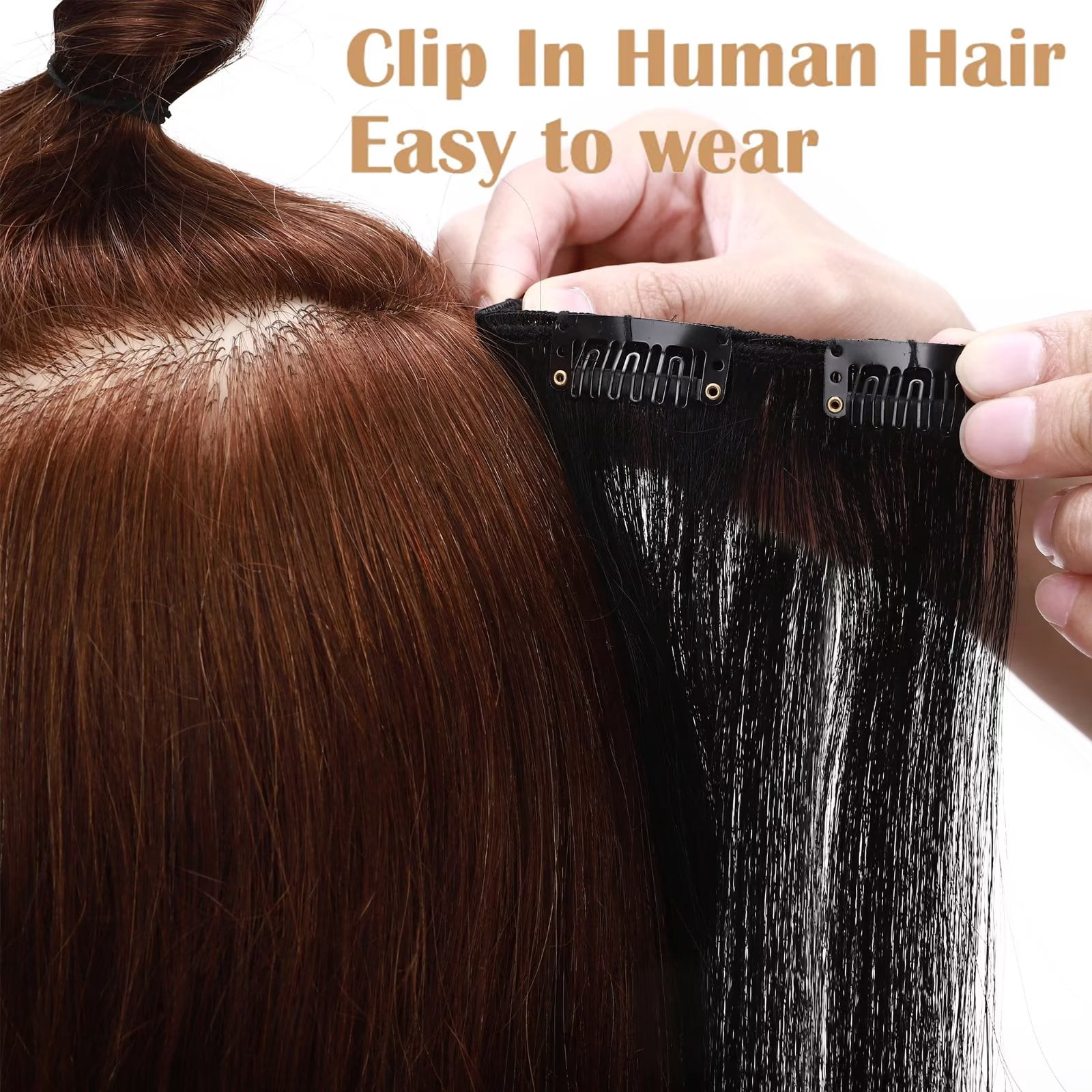 MY-LADY 8Pcs 18Clips Clip in Hair Extensions Human Hair for Women Double Weft Brazilian Remy Straight Human Hair Clip in Hairpiece 12inch #01 Jet Black