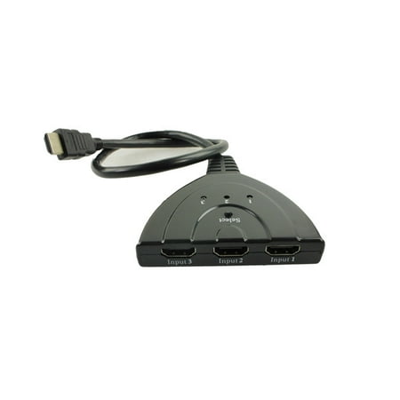 HDMI Switch, 3 Port Full HD HDMI Switch 3x1 Switch Splitter with Pigtail Cable Supports Full HD 1080P 3D