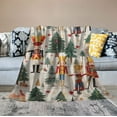 thumbnail image 2 of JEUXUS Nutcracker Blanket Cute Throw Blanket Pine Tree Evergreen Tree Gingerbread Man Warm Washable Room Office Sofa Home Gift Print Flannel Soft Fluffy Chunky,White,, 2 of 6