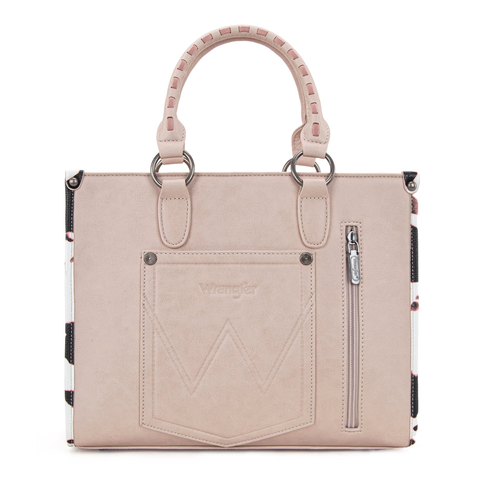 Wrangler Cow Print Tote Bag for Women Western Purse Boho Top Handle Satchel Handbag, Cow-Light Pink