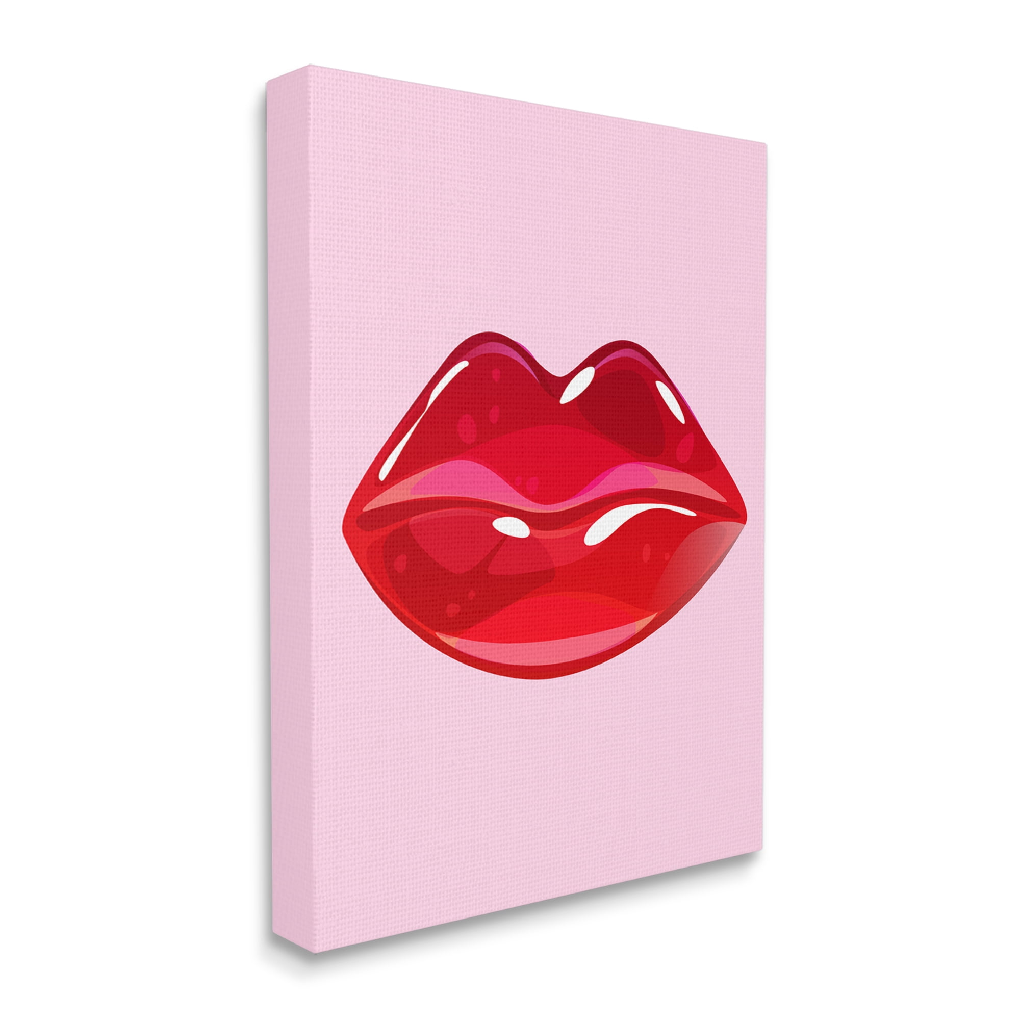 Stupell Industries Pink & Red Candy Lips Art for Kids Painting Gallery Wrapped Canvas Print Wall Art, 24 x 30