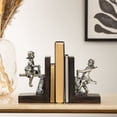thumbnail image 2 of DecMode 4" People Brown Polystone Bookends with Swing Set (Set of 2), 2 of 9