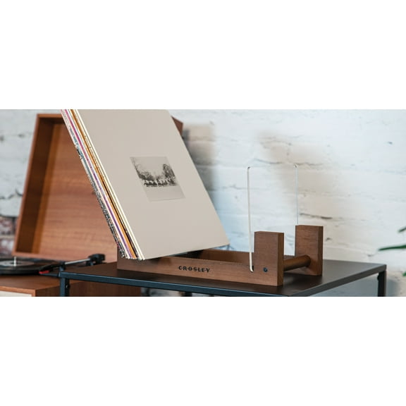 Crosley Wood Vinyl Record Storage Display Stand (Holds Up To 30 Records) - Modern Audio Turntables