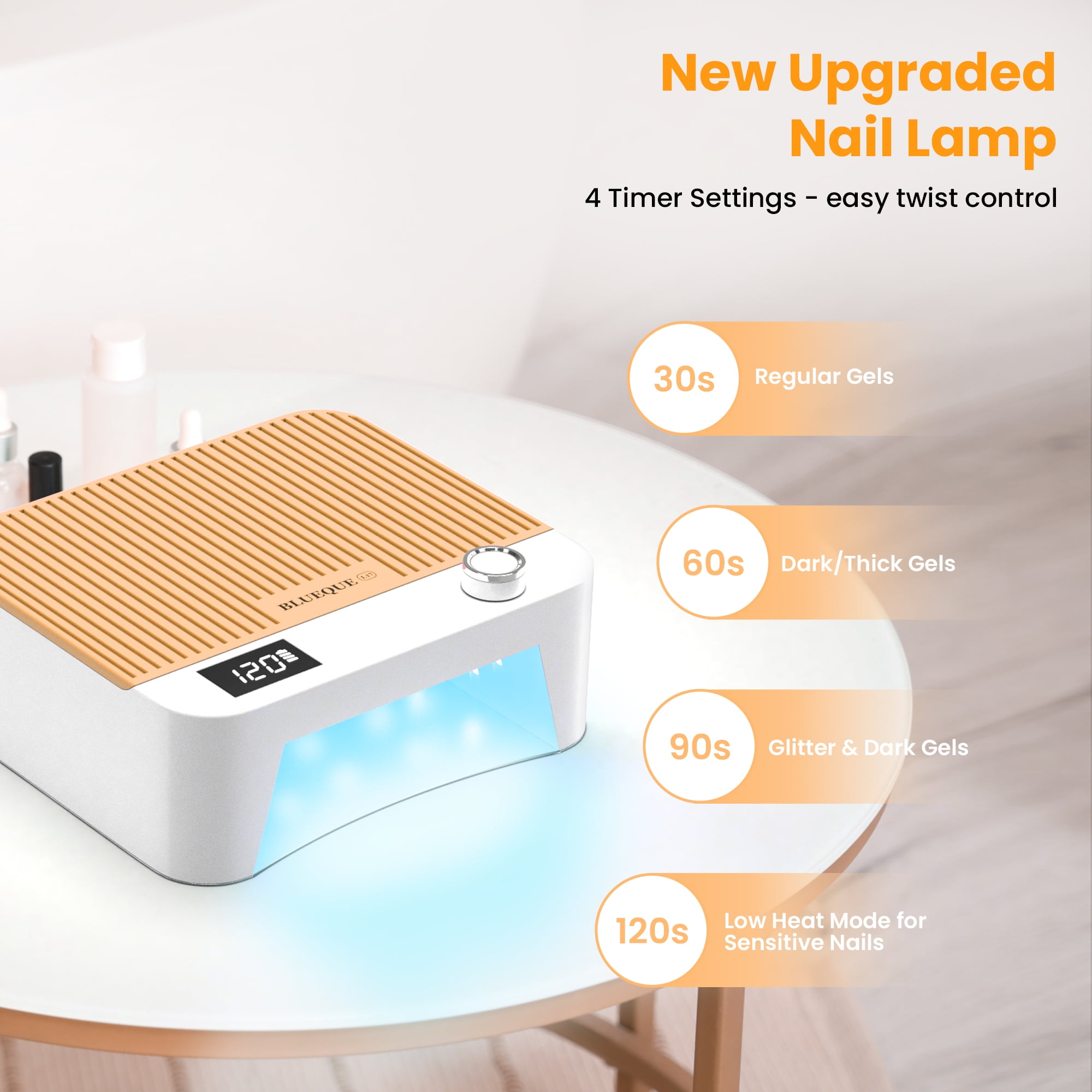 Cordless UV LED Nail Lamp, 60W Rechargeable Nail Dryer Gel Polish Light, Intelligent Auto Sensor LCD Display Nail Lamp  With 4 Timer Setting