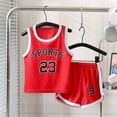 thumbnail image 2 of GUNIA Kid Toddler Boy Clothes Summer Outfits Sports Shorts Sets Tracksuit 2 Piece Basketball Performance Tank Top Mesh Shorts Set Boys Outfit Set Red 9-10 Years, 2 of 3