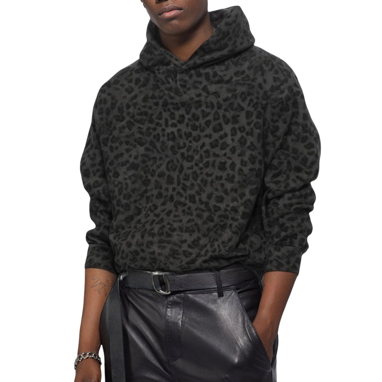 CONFREE Men's Hoodies Leopard Prints Hoodies For Men Long Sleeve Lightweight Casual Pullover Hooded Sweatshirts With Pockets