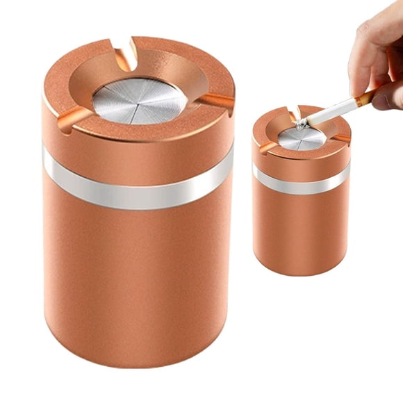 Stainless Steel Car Ashtray with 360° Rotating Lid, Smokeless Odor Proof Portable Ashtray for Vehicle Cup Holder, Home, Office Use