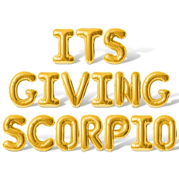 Letter Balloons - ITS GIVING SCORPIO 16" Inch Alphabet Letters Foil Mylar Balloon Scorpio Birthday Party Banner (Gold)