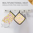 thumbnail image 4 of Yayeee Oven Mitts and Pot Holder Set of 4 Heat Resistant Kitchen Gloves Baking Hot Pad, White Stars Pattern, 4 of 5