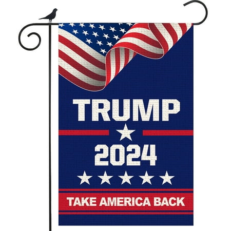 Shmbada Donald Trump 2024 Take America Back Decorative Garden Flag Double Sided 12 x 18 Inch Outside Yard Lawn Decor