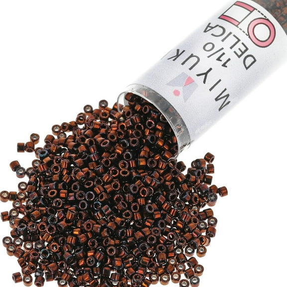 Miyuki Delica Seed Beads – Size 11/0 (1.6 mm), DB1002, Metallic Gold Iris, 7.2 g, Approx. 1440 Beads