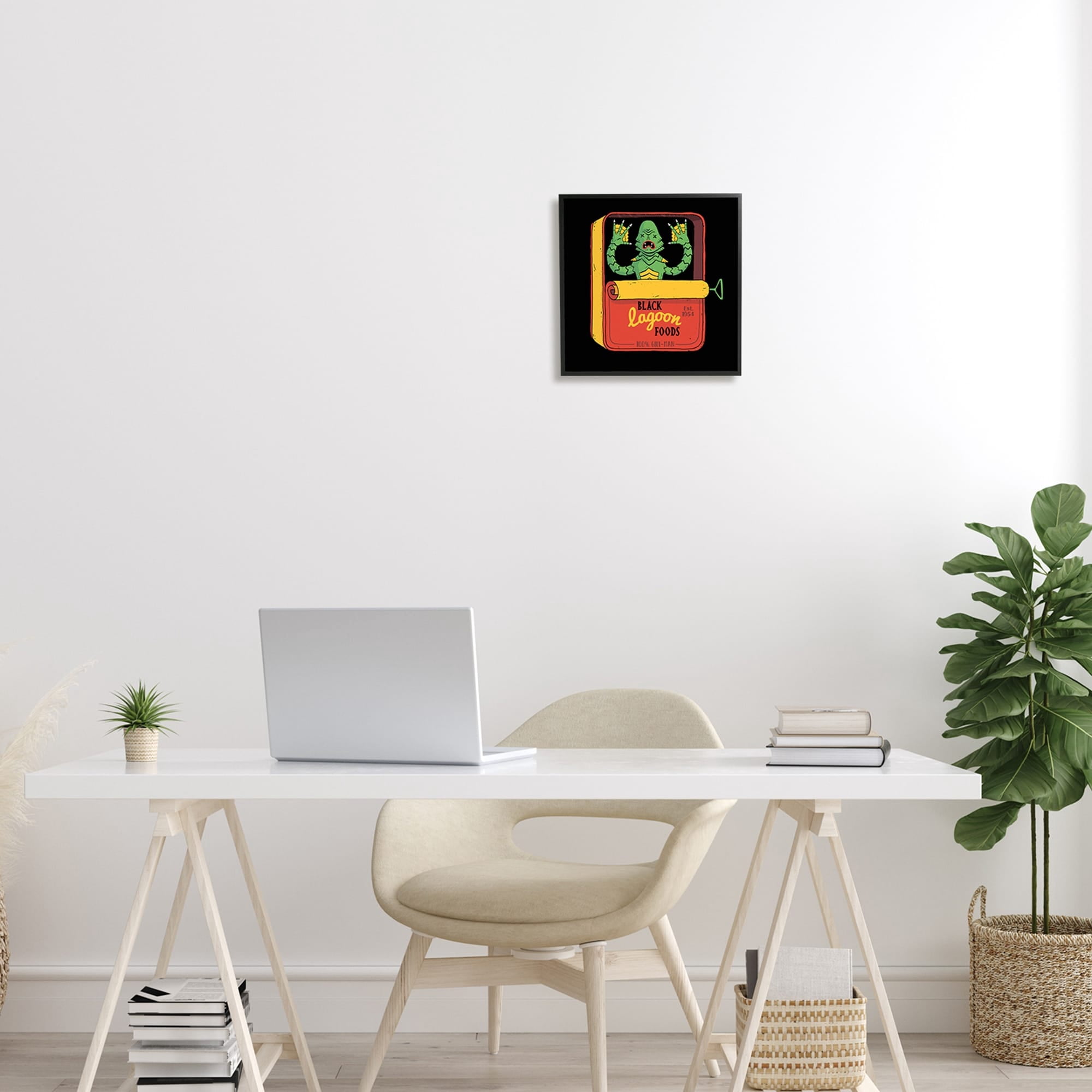 Black Lagoon Creature Novelty Tuna Can Design Fairy Tales & Fantasy Graphic Art Framed Art Print Wall Art