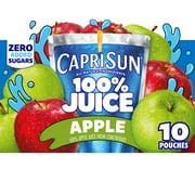 Capri Sun 100% Juice Apple All-Natural Juice From Concentrate With Added Ingredients, 10 Ct Box, 6 Fl Oz Pouches Packaging May Vary - Pack of 2