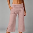 thumbnail image 2 of Y-Sunset Women's Fold Over Capri Pants - Low Rise Wide Leg Gaucho Pants Summer Casual Cropped Yoga Pants Lounge Bottoms(Pink/XXL), 2 of 9