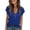 Blue, variant on Ziynglg Shirts for Women V Neck Short Sleeve Tops Lightweight Button Work Casual Tops Solid Color Loose Tunic Tops