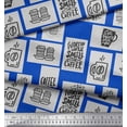 thumbnail image 2 of Soimoi Blue Poly Georgette Fabric Coffee Please Text Decor Fabric Printed Yard 42 Inch Wide, 2 of 3