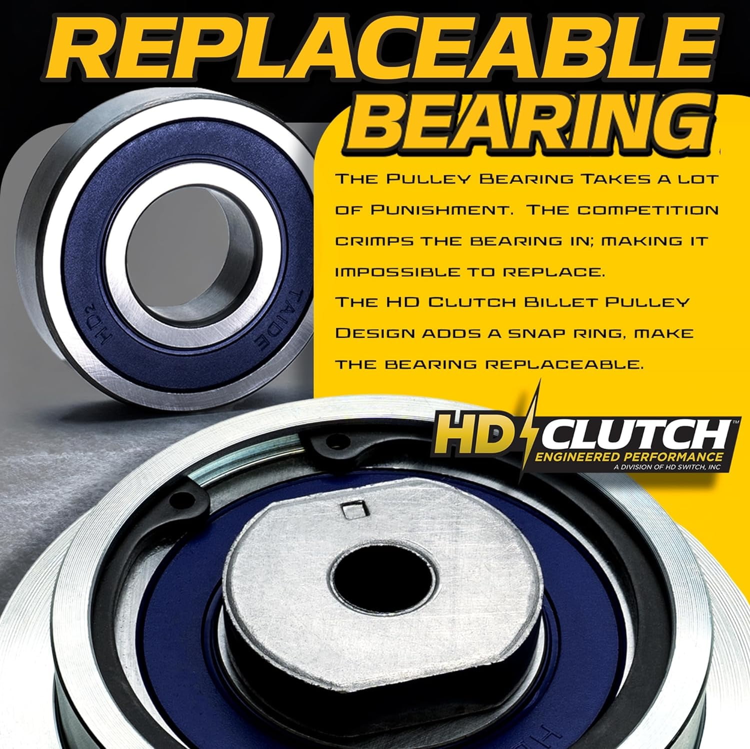 HD Switch HiTorq 125ft-lbs (OEM is 105) 917-05209 Billet Pulley PTO Clutch Fits Troy-Bilt MTD Craftsman Cub Cadet White 717-05209 917-1774C 917-1774B 917-1774 5219-177 w/Replaceable Bearing Lawn Mower