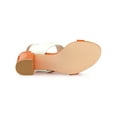 thumbnail image 6 of BLISSFUL STEP Valentine's Slingback Sandals Contrast Color Chunky Heel Big Circle Buckle Sandals Orange White 5.5, 6 of 8