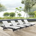 thumbnail image 2 of Modern Contemporary Urban Design Outdoor Patio Balcony Chaise Lounge Chair ( Set of 4), White, Rattan, 2 of 5
