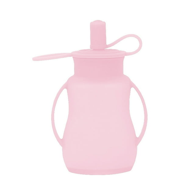 Bolsas de silicona para alimentos para niños pequeños, reutilizables, para puré de frutas, sin BPA, con asas de pajita.