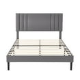 thumbnail image 4 of AENKYO Full Size Platform Bed Frame with Leather Upholstered Headboard, Gray, 4 of 9