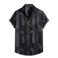 thumbnail image 1 of Chemise à Manches Courtes pour Hommes Chemise Décontractée Slim à Rayures Bouton Col à Revers Manches Courtes, 1 of 9