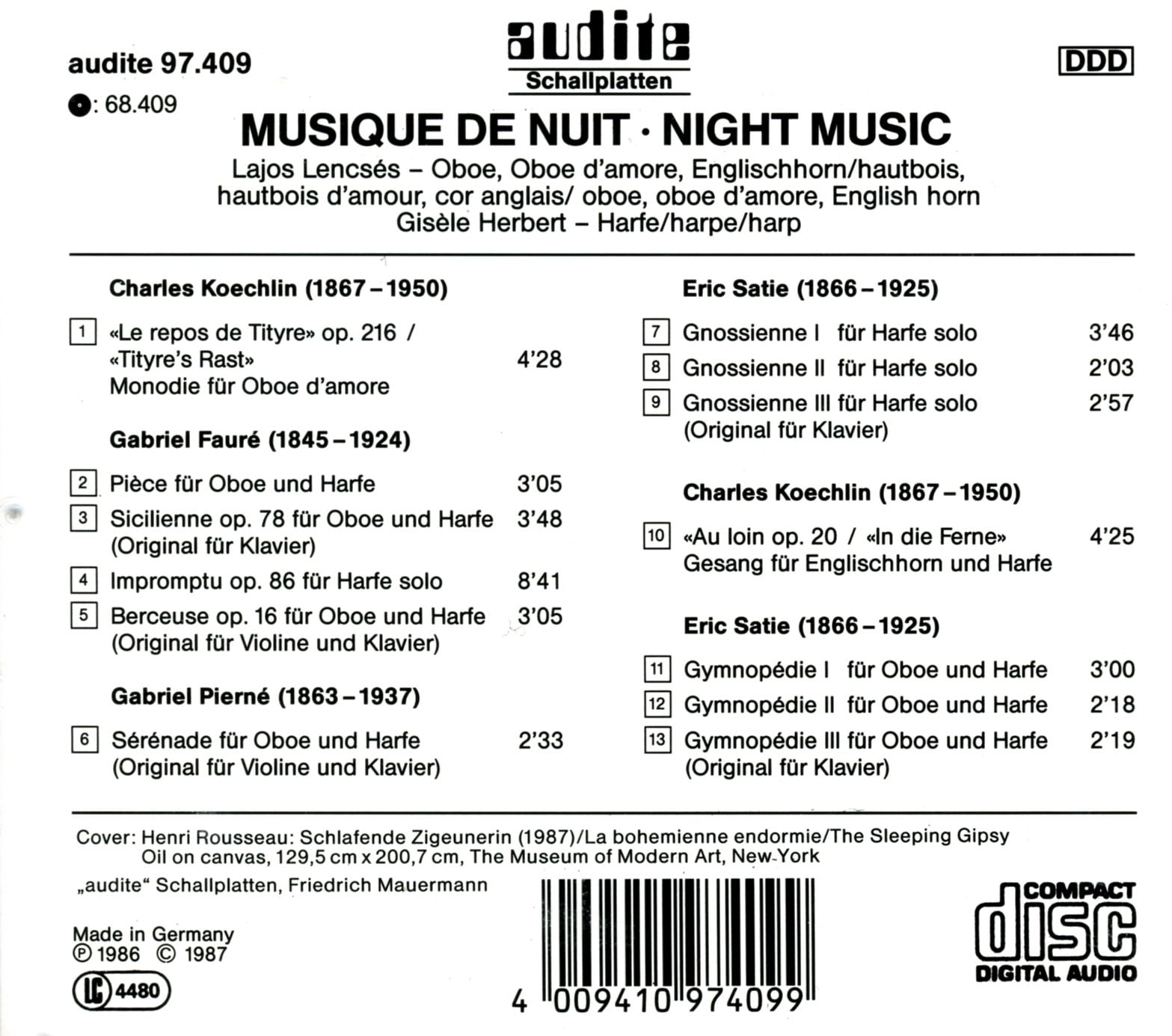 Lajos Lencses - Night Music for Oboe English Horn & Harp - Music & Performance - CD