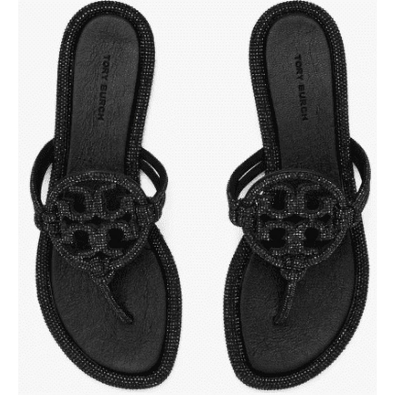 Tory Burch PERFECT BLACK Women's Miller Pave Logo Thong Tory Burch PERFECT BLACK Women's Miller Pave Logo Thong