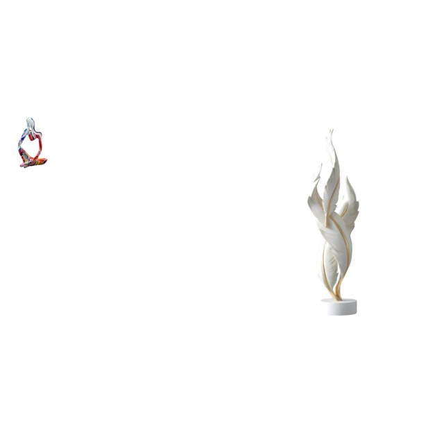 Estatua de resina de un pensador sentado. Figura decorativa con plumas. Adorno hecho de poliresina. Ideal para sala de estar, oficina, estante o mesa.