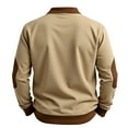 thumbnail image 4 of Men's Solid Color Half-Zip Sweatshirt for Large Size Casual Sports - Pullover with Half Zip Design for Men,Khaki,3XL, 4 of 4