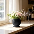 thumbnail image 6 of Ceramic Spherical Vase with Tray, Scandinavian Matte Desk Flower Pot for Living Room Dining Table, Handcrafted Textured Indoor Plant Container for Daisies Carnations, 6 of 6