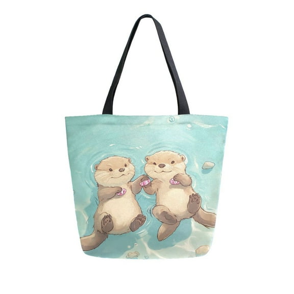 DIXRUYEE Tote Bag Women Weekender Travel Bag Shoulder Handbag Adorable Otter Friends Floating Printed