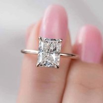 solitaire jewels 2.5CT Radiant Moissanite Hidden Halo Engagement Ring For Women, 18K Rose Gold