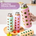 thumbnail image 3 of Micebay 4-Pack Reusable Clear Glass Water Bottles with Lids, 18 oz Glass Juice Bottle with Silicone Sleeves & Stainless Steel Cap, BPA Free Leak-Proof, 3 of 11